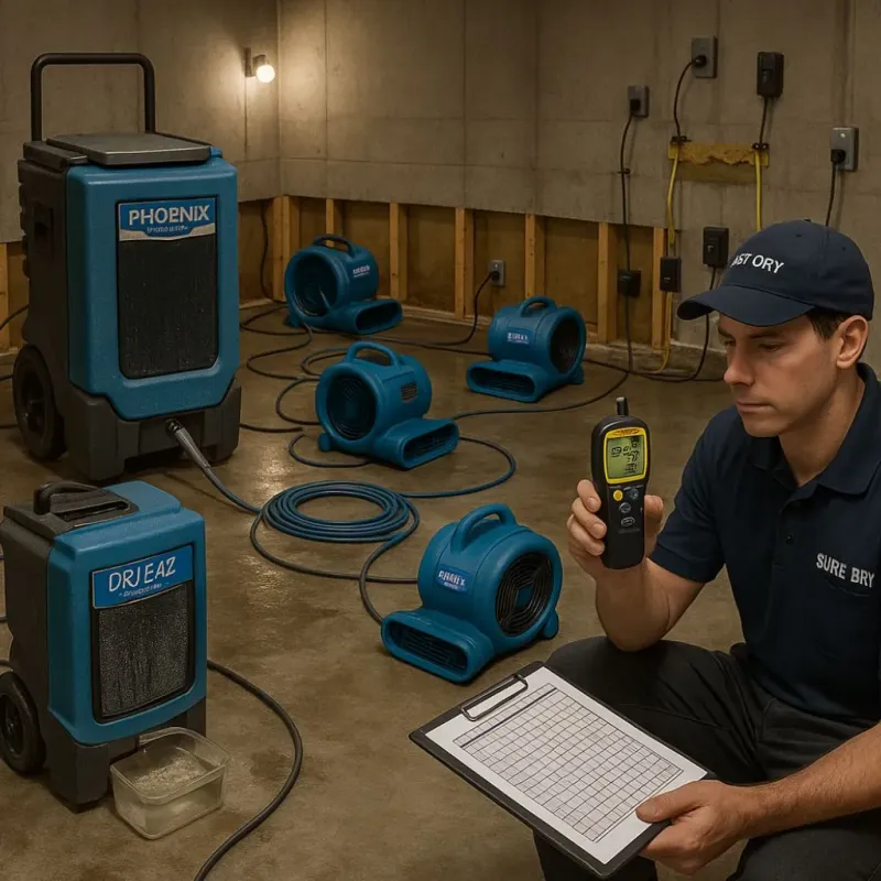 Structural Drying and Dehumidification process in Grafton, MA